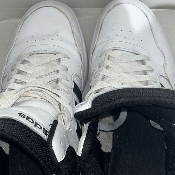 Adidas Mens Cloud White Core Black Hoops 3.0 Mid Lace-Up Sneaker Shoes Size 10.5 main image 4
